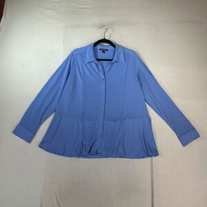 Roz & Ali Top Womens Size 2X Blue Button Up Casual Office Career Mature